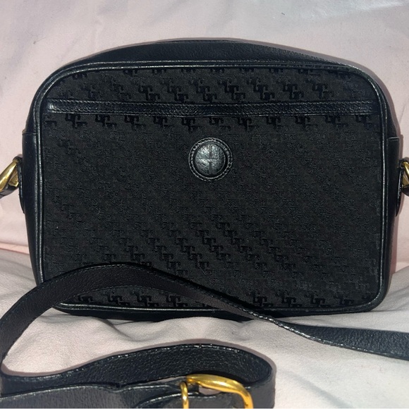 Black Crossbody Bag with Gold Accents